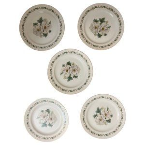 Noritaki 5029 Nippon Toki Kaisha White Gardenia Salad Plates 5 Plates